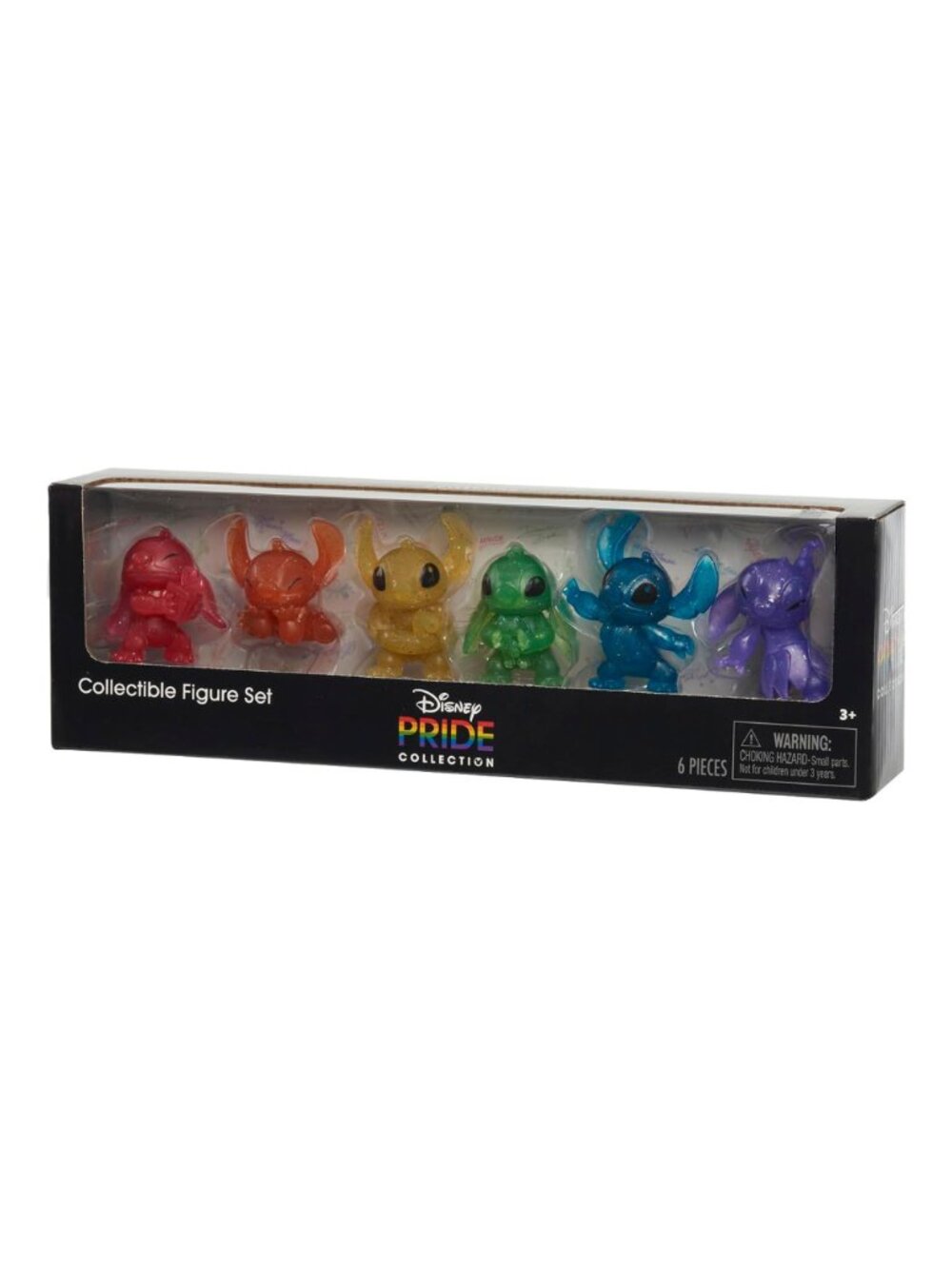 Disney Stitch Pride Collection Mini Figure Set 6pc Rainbow Glitter NEW